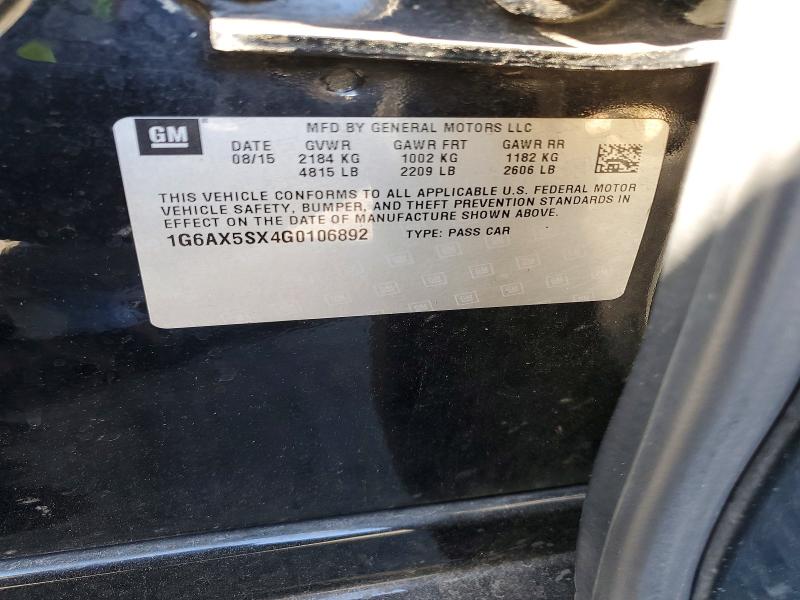 Aukcja sprzedaży 2016 Cadillac Cts, vin: 1G6AX5SX4G0106892, numer aukcji: 50945366