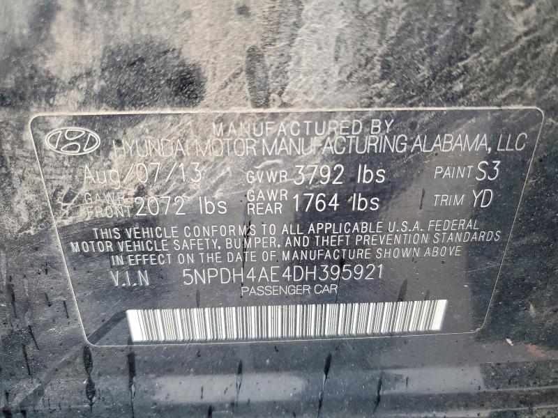 Продаж на аукціоні авто 2013 Hyundai Elantra, vin: 5NPDH4AE4DH395921, номер лоту: 52655296