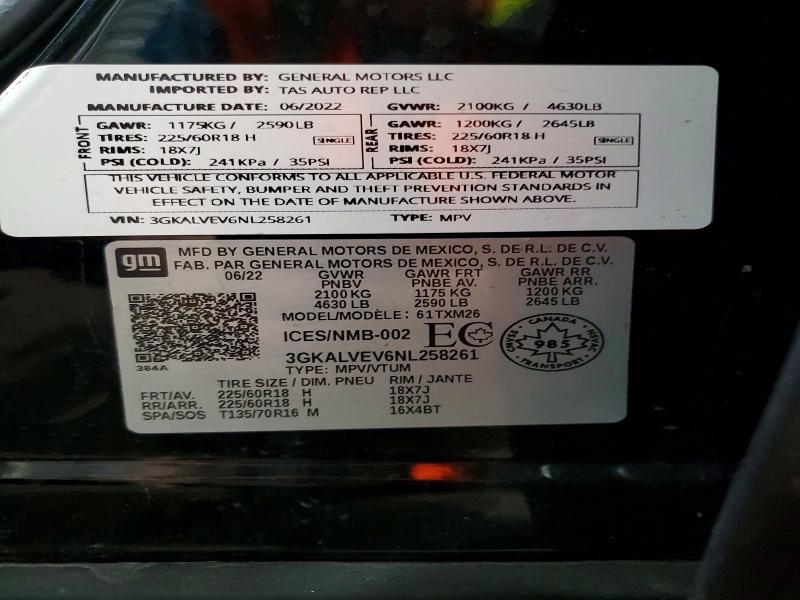 Продаж на аукціоні авто 2022 Gmc Terrain, vin: 3GKALVEV6NL258261, номер лоту: 53247166
