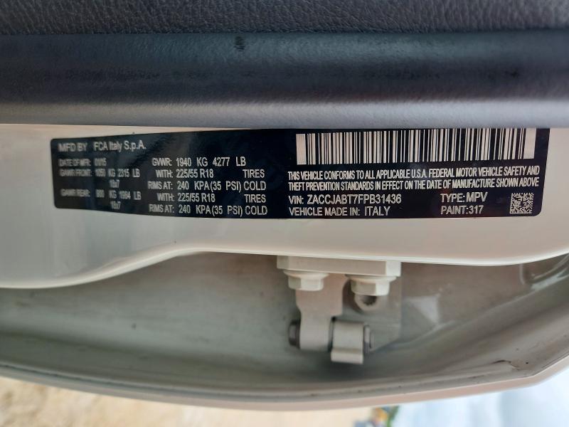Aukcja sprzedaży 2015 Jeep Renegade, vin: ZACCJABT7FPB31436, numer aukcji: 54329006