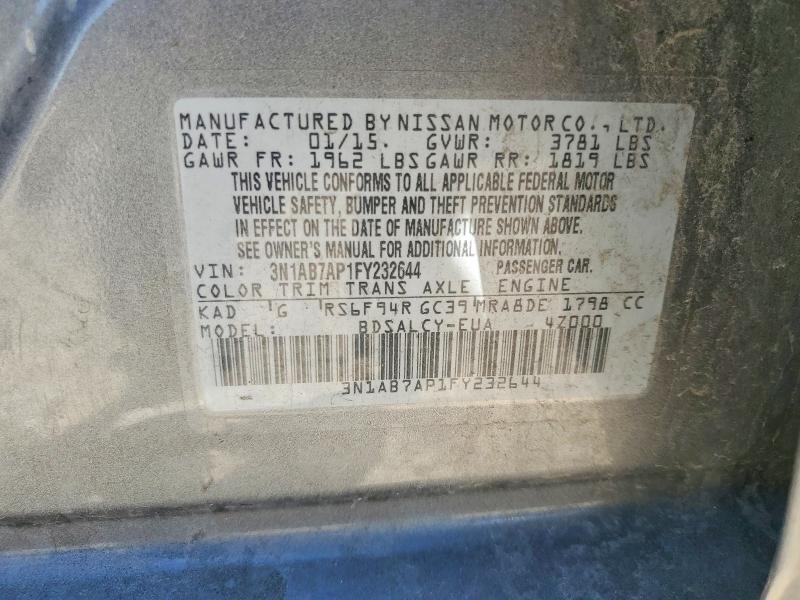 Продажа на аукционе авто 2015 Nissan Sentra, vin: 3N1AB7AP1FY232644, номер лота: 52948496