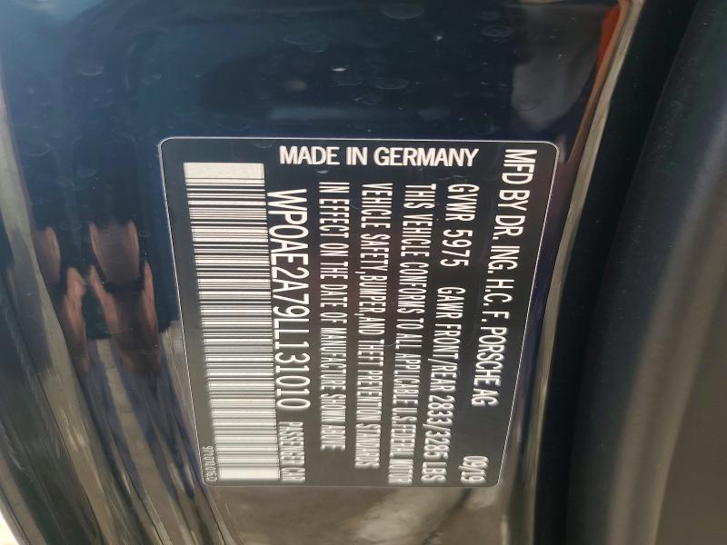 52625756 :رقم المزاد ، WP0AE2A79LL131010 vin ، 2020 Porsche Panamera مزاد بيع