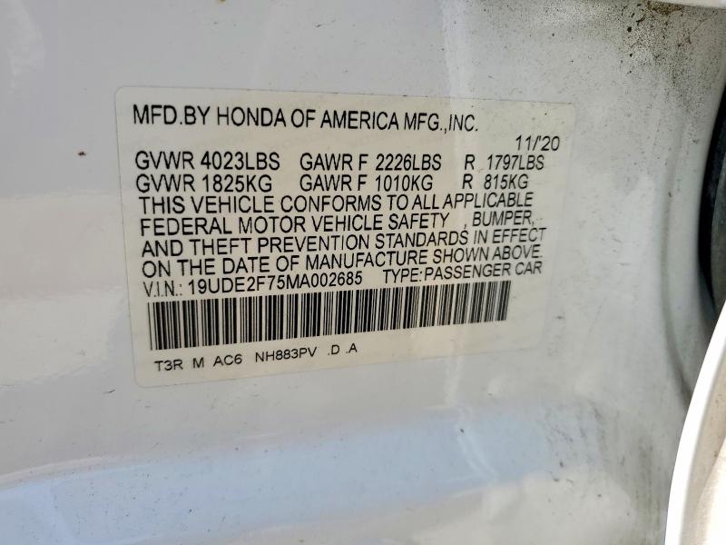 Auction sale of the 2021 Acura Ilx, vin: 19UDE2F75MA002685, lot number: 53227846