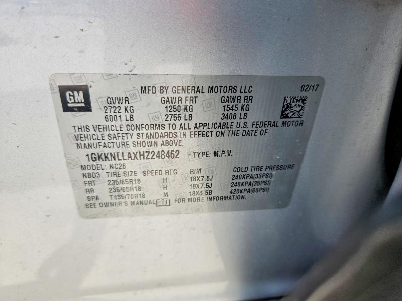 2017 Gmc Acadia მანქანა იყიდება აუქციონზე, vin: 1GKKNLLAXHZ248462, აუქციონის ნომერი: 51880076