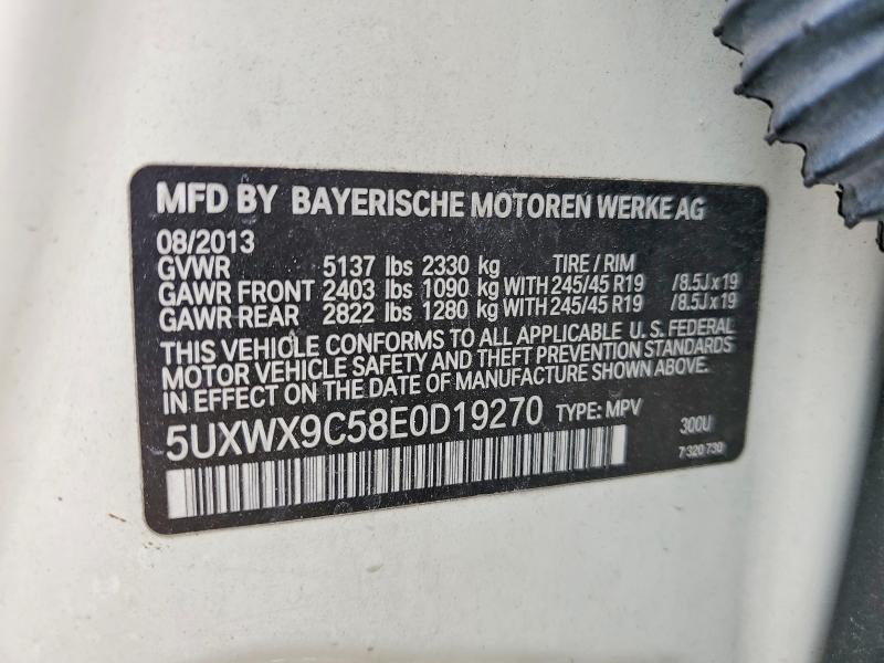 52907346 :رقم المزاد ، 5UXWX9C58E0D19270 vin ، 2014 Bmw X3 مزاد بيع