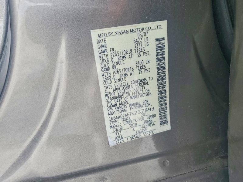 Продаж на аукціоні авто 2007 Nissan Titan, vin: 1N6AA07A67N237893, номер лоту: 54454136