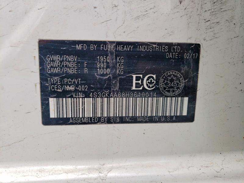 53975846 :رقم المزاد ، 4S3GKAA68H3610014 vin ، 2017 Subaru Impreza مزاد بيع
