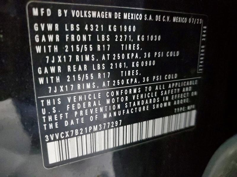 Продаж на аукціоні авто 2023 Volkswagen Taos, vin: 3VVCX7B21PM377297, номер лоту: 51540266
