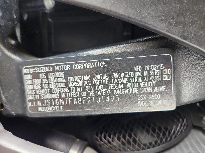 55216486 :رقم المزاد ، JS1GN7FA8F2101495 vin ، 2015 Suzuki Gsx مزاد بيع