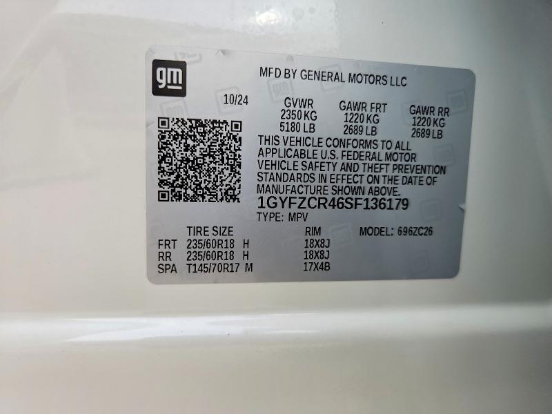 2025 Cadillac Xt4 მანქანა იყიდება აუქციონზე, vin: 1GYFZCR46SF136179, აუქციონის ნომერი: 53994856