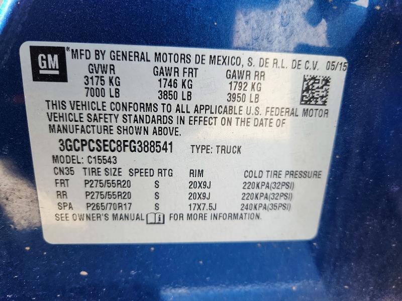 Aukcja sprzedaży 2015 Chevrolet Silverado, vin: 3GCPCSEC8FG388541, numer aukcji: 53172456