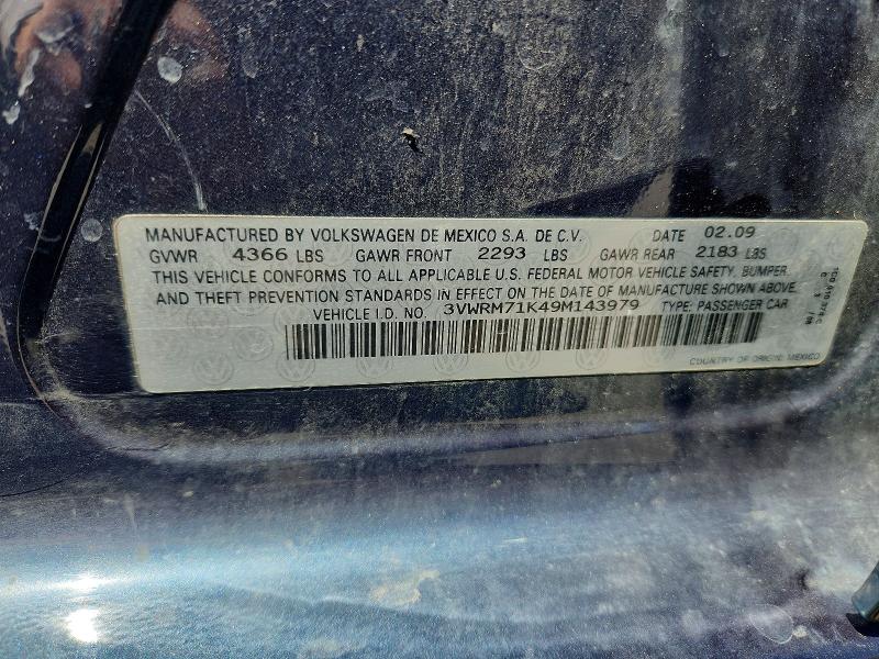 Aukcja sprzedaży 2009 Volkswagen Jetta, vin: 3VWRM71K49M143979, numer aukcji: 53386046
