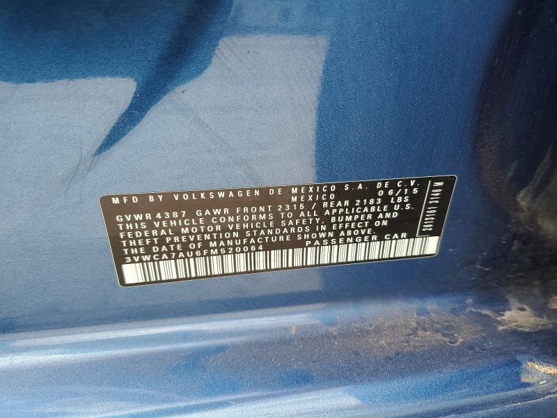 52766346 :رقم المزاد ، 3VWCA7AU6FM520064 vin ، 2015 Volkswagen Golf Sportwagen مزاد بيع