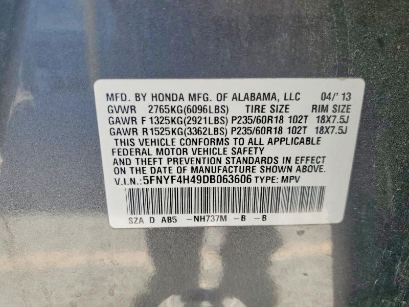 Продажа на аукционе авто 2013 Honda Pilot, vin: 5FNYF4H49DB063606, номер лота: 55435356