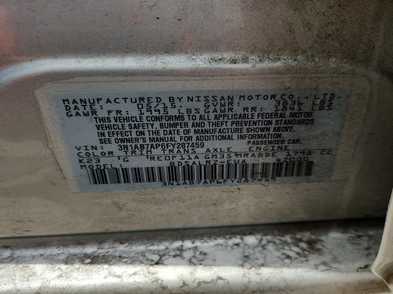 Aukcja sprzedaży 2015 Nissan Sentra, vin: 3N1AB7AP6FY287459, numer aukcji: 55117626