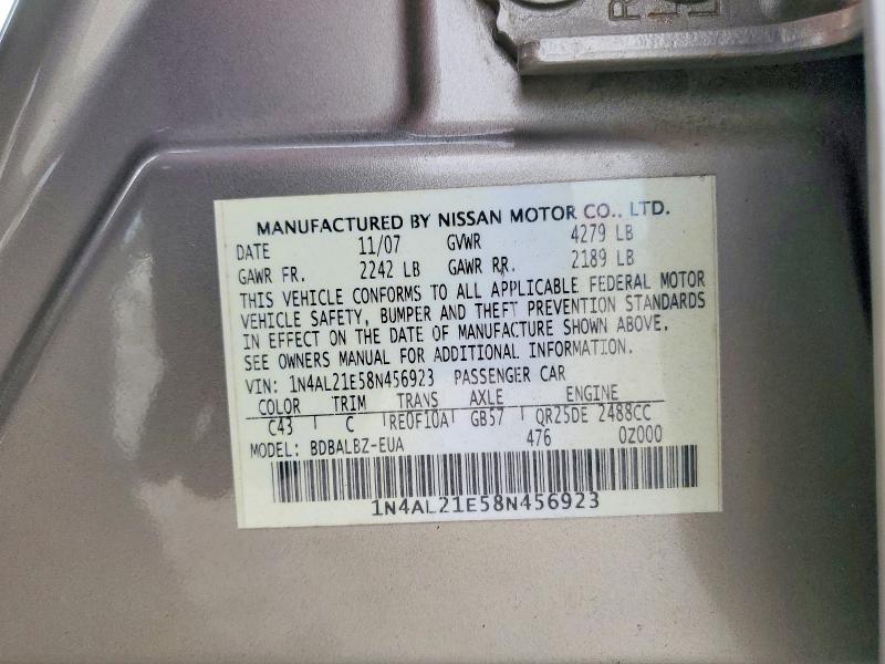 Aukcja sprzedaży 2008 Nissan Altima, vin: 1N4AL21E58N456923, numer aukcji: 54451976