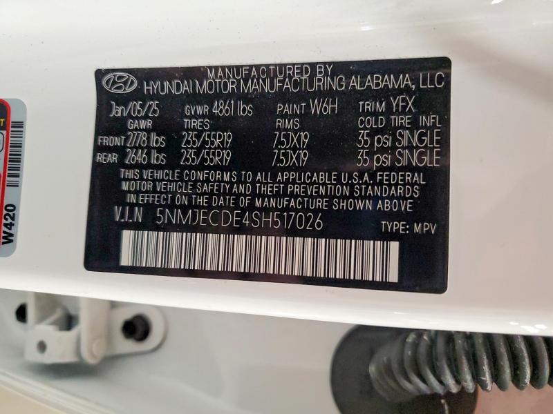 Продаж на аукціоні авто 2025 Hyundai Tucson, vin: 5NMJECDE4SH517026, номер лоту: 52844576