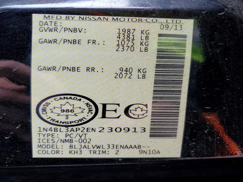 Aukcja sprzedaży 2014 Nissan Altima, vin: 1N4BL3AP2EN230913, numer aukcji: 53747596