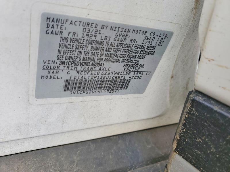 54599416 :رقم المزاد ، 3N1CP5DV0ML493041 vin ، 2021 Nissan Kicks مزاد بيع