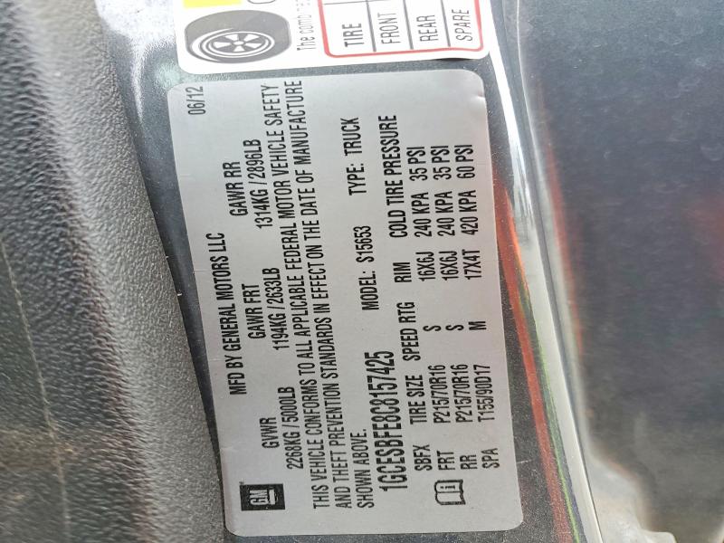 Продаж на аукціоні авто 2012 Chevrolet Colorado, vin: 1GCESBFE8C8157425, номер лоту: 54896986