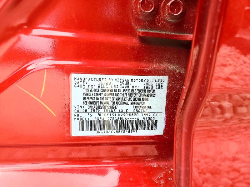 Aukcja sprzedaży 2024 Nissan Sentra, vin: 3N1AB8CV8RY248247, numer aukcji: 54609216