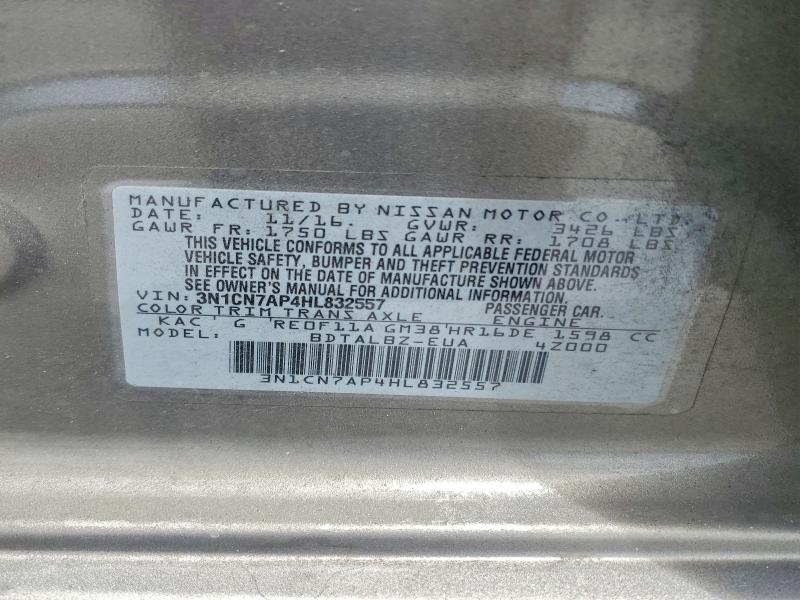 Продажа на аукционе авто 2017 Nissan Versa, vin: 3N1CN7AP4HL832557, номер лота: 55148706