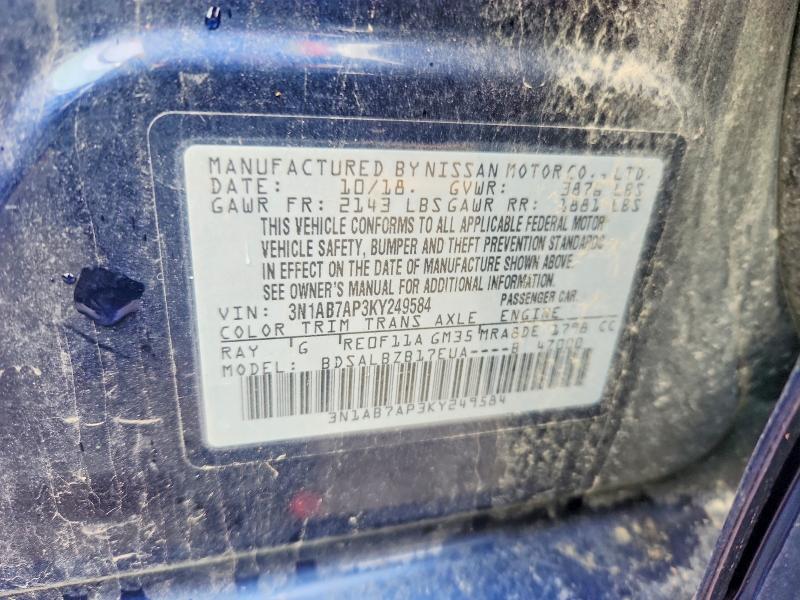 Aukcja sprzedaży 2019 Nissan Sentra, vin: 3N1AB7AP3KY249584, numer aukcji: 55188146
