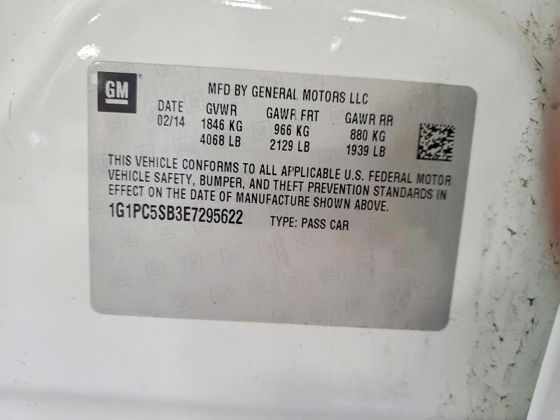 52309706 :رقم المزاد ، 1G1PC5SB3E7295622 vin ، 2014 Chevrolet Cruze مزاد بيع