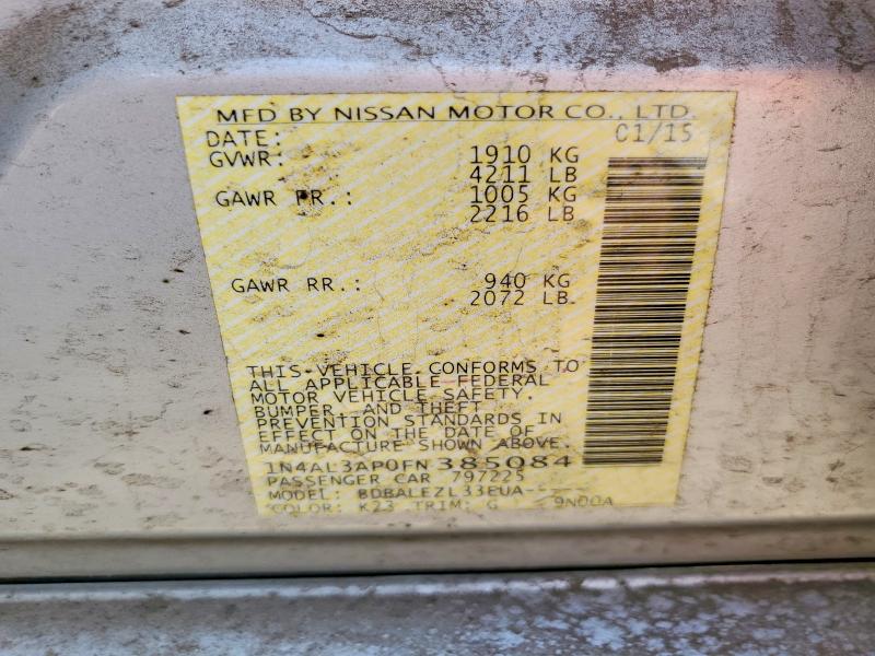 Продажа на аукционе авто 2015 Nissan Altima, vin: 1N4AL3AP0FN385084, номер лота: 53707546