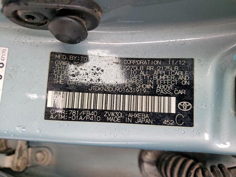 Продаж на аукціоні авто 2013 Toyota Prius, vin: JTDKN3DU9D1631919, номер лоту: 54704776