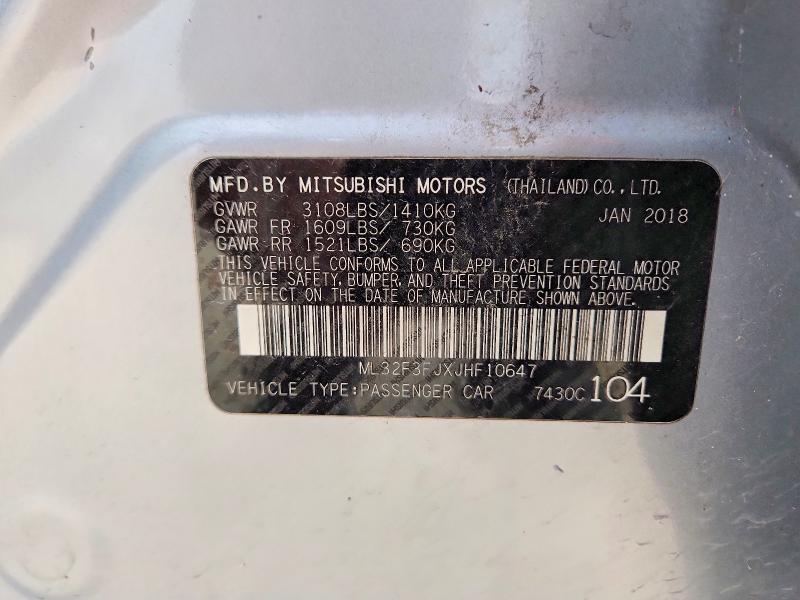 2018 Mitsubishi Mirage მანქანა იყიდება აუქციონზე, vin: ML32F3FJXJHF10647, აუქციონის ნომერი: 53832326