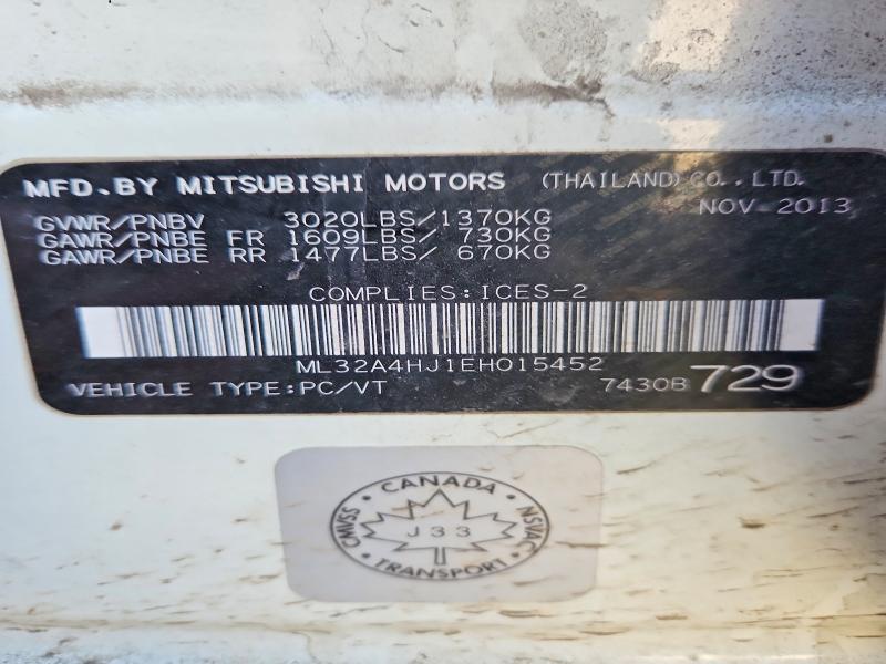 51756256 :رقم المزاد ، ML32A4HJ1EH015452 vin ، 2014 Mitsubishi Mirage مزاد بيع