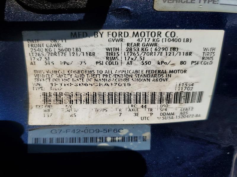53533086 :رقم المزاد ، 1FTRF3B68CEA17015 vin ، 2012 Ford F350 مزاد بيع