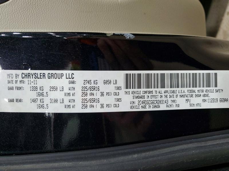 53020816 :رقم المزاد ، 2C4RDGCG6CR203143 vin ، 2012 Dodge Grand Caravan مزاد بيع