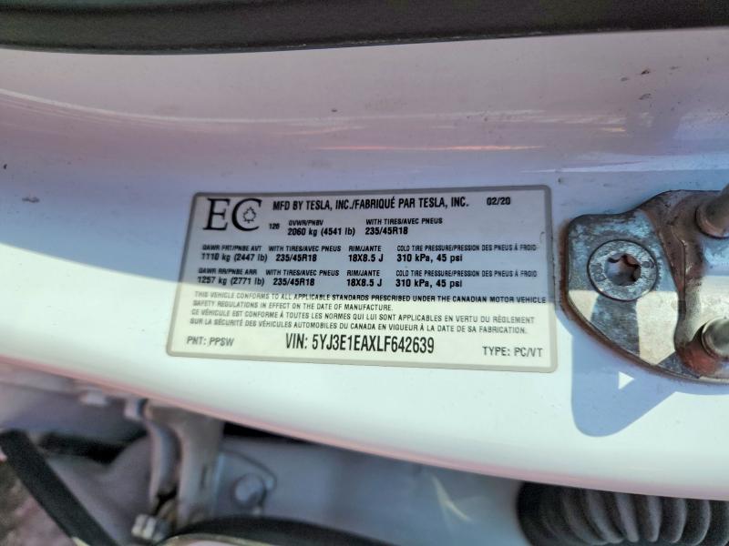 Продажа на аукционе авто 2020 Tesla Model 3, vin: 5YJ3E1EAXLF642639, номер лота: 53078096