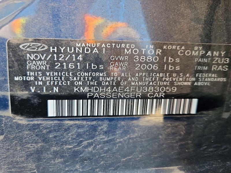 53552076 :رقم المزاد ، KMHDH4AE4FU383059 vin ، 2015 Hyundai Elantra مزاد بيع