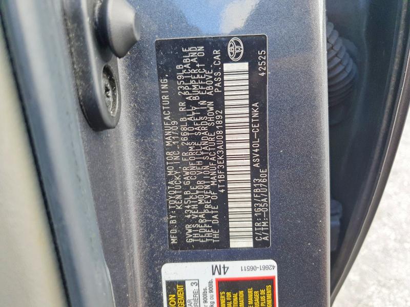 Продажа на аукционе авто 2010 Toyota Camry, vin: 4T1BF3EK3AU081892, номер лота: 53982546