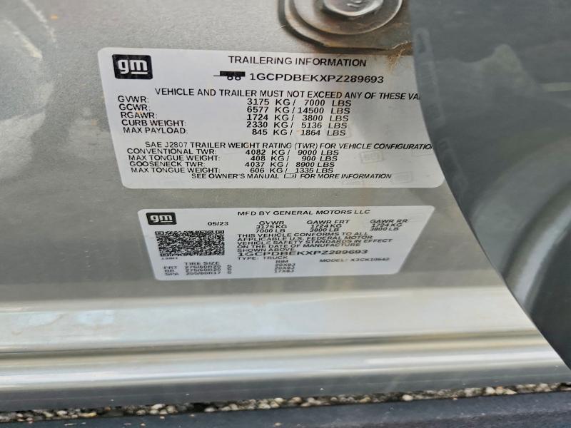 Aukcja sprzedaży 2023 Chevrolet Silverado, vin: 1GCPDBEKXPZ289693, numer aukcji: 54516666