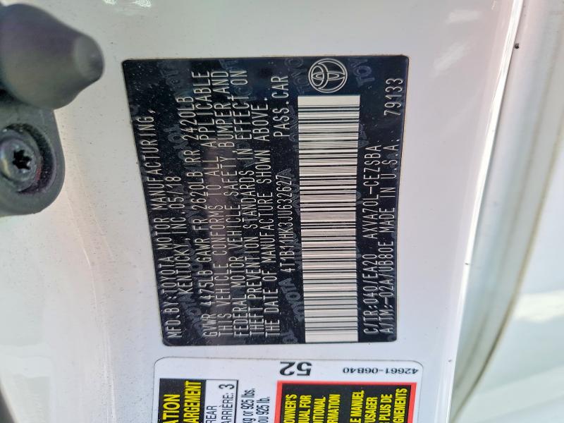 2018 Toyota Camry მანქანა იყიდება აუქციონზე, vin: 4T1B11HK3JU632627, აუქციონის ნომერი: 53275406