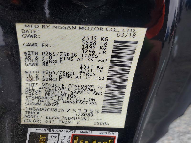 Aukcja sprzedaży 2018 Nissan Frontier, vin: 1N6AD0CU8JN751355, numer aukcji: 53384716