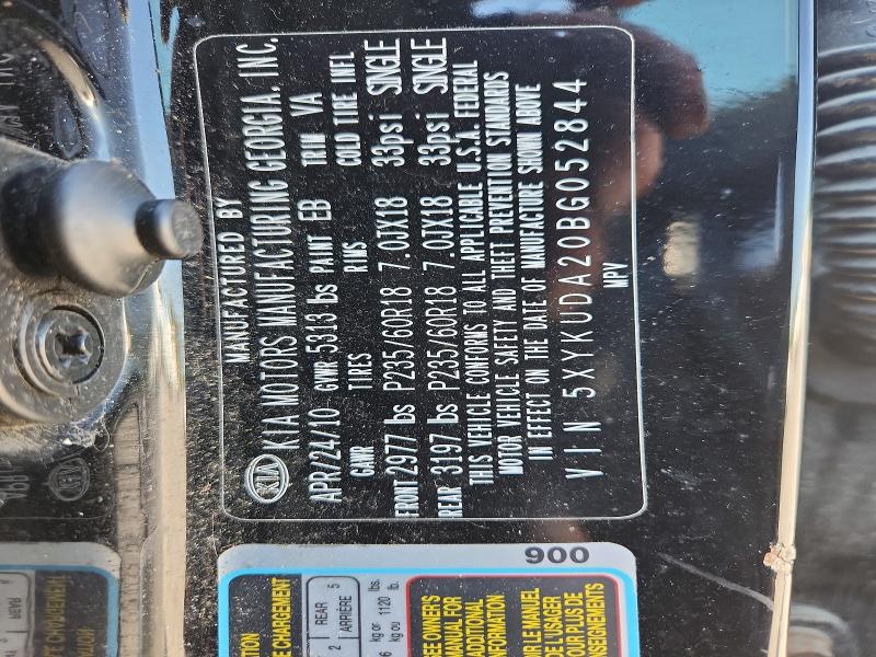 Aukcja sprzedaży 2011 Kia Sorento, vin: 5XYKUDA20BG052844, numer aukcji: 53833226