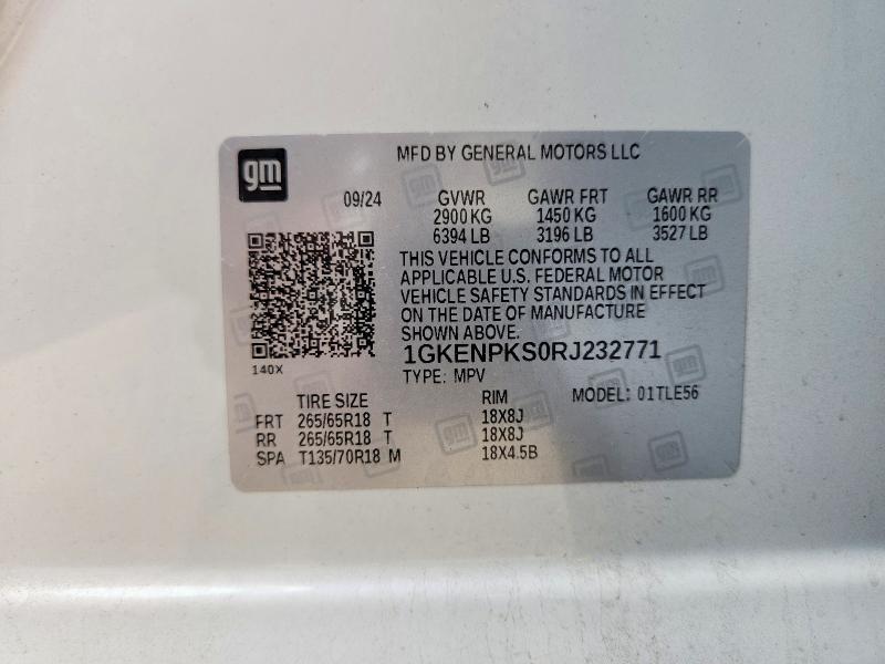 Aukcja sprzedaży 2024 Gmc Acadia, vin: 1GKENPKS0RJ232771, numer aukcji: 54260516