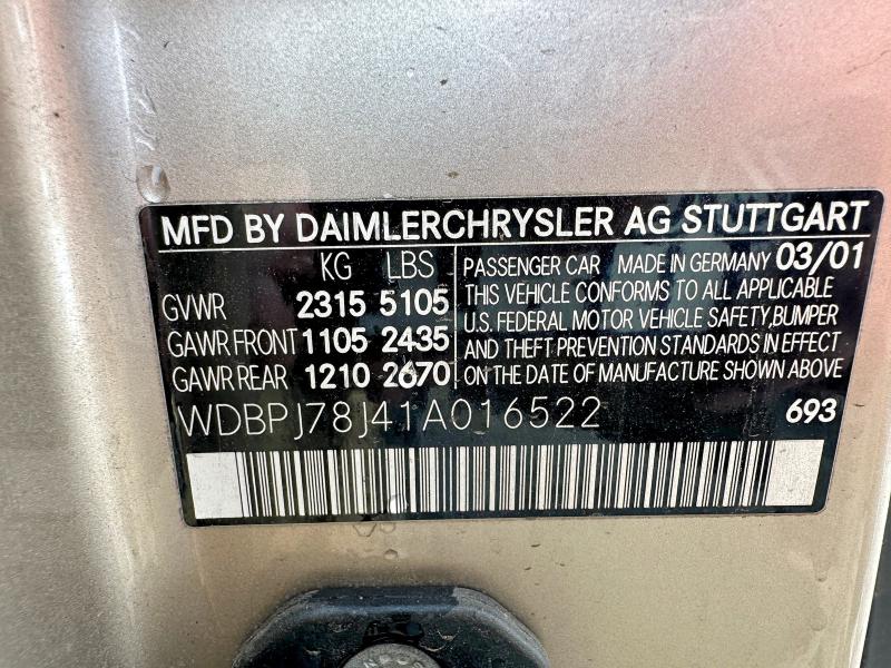 Aukcja sprzedaży 2001 Mercedes-benz Cl, vin: WDBPJ78J41A016522, numer aukcji: 52296086