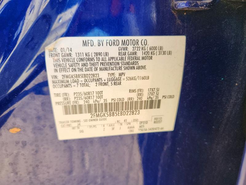 2014 Ford Flex მანქანა იყიდება აუქციონზე, vin: 2FMGK5B85EBD22823, აუქციონის ნომერი: 53852486