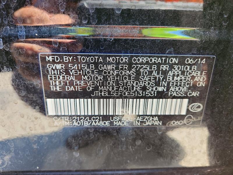 Aukcja sprzedaży 2014 Lexus Ls, vin: JTHBL5EF0E5131531, numer aukcji: 54345416