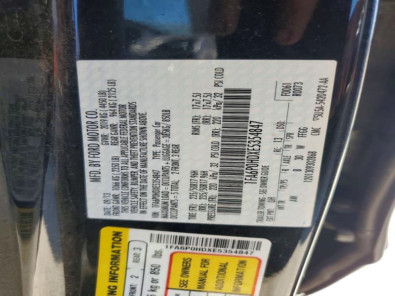 Продаж на аукціоні авто 2014 Ford Fusion, vin: 1FA6P0HDXE5354847, номер лоту: 53062566