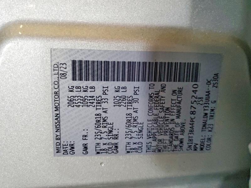 54684516 :رقم المزاد ، 5N1BT3BA4PC875240 vin ، 2023 Nissan Rogue مزاد بيع