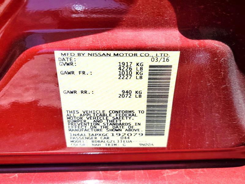 Продажа на аукционе авто 2016 Nissan Altima, vin: 1N4AL3APXGC192079, номер лота: 52238546