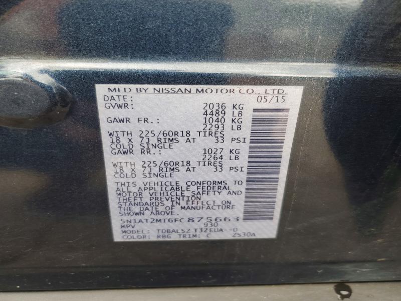 Продаж на аукціоні авто 2015 Nissan Rogue, vin: 5N1AT2MT6FC875663, номер лоту: 54854926
