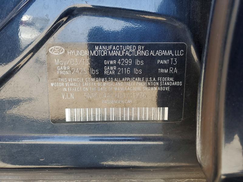 53588946 :رقم المزاد ، 5NPEC4ACXDH741276 vin ، 2013 Hyundai Sonata مزاد بيع